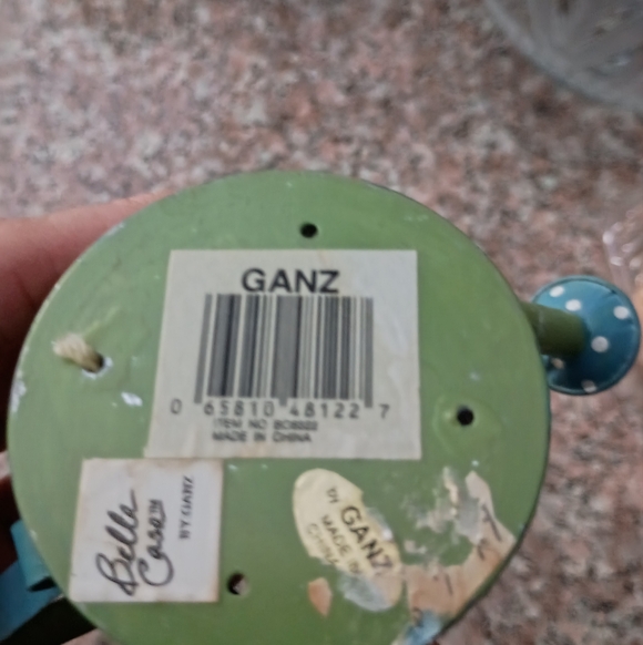 Vintage Ganz Miniature Green Hand-painted Floral Watering Can, 4" Tall - Picture 4 of 5